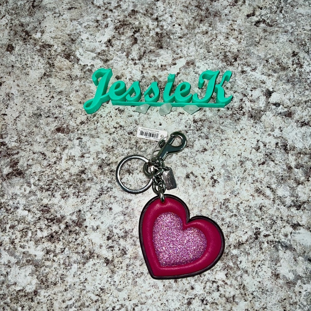 Coach Glitter Pink Heart Key Holder